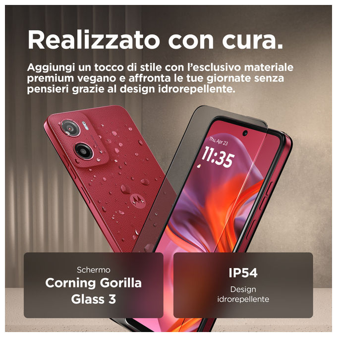 Motorola G05 Smartphone 4G 256GB 4GB RAM Display 6.67'' 90Hz Android 15 Doppia SIM Batteria 5200mAh colore Rosso