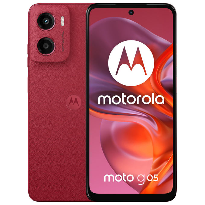 Motorola G05 Smartphone 4G 256GB 4GB RAM Display 6.67'' 90Hz Android 15 Doppia SIM Batteria 5200mAh colore Rosso