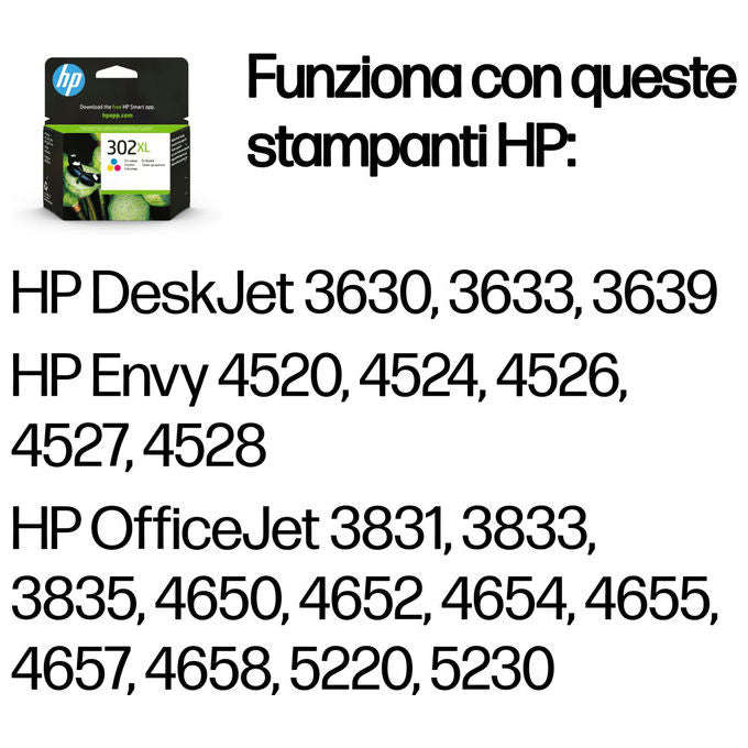 HP, Cartuccia Inchiostro, Tricromia, Alta Capacita', 302XL