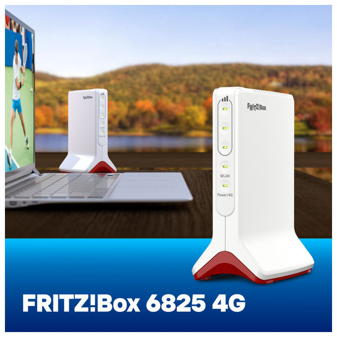 Fritz! Box 6825 4G Edition International Router Wireless Wi-Fi 6 600 Mbit-s LTE 4G Slot NanoSIM WLAN Mesh colore Bianco