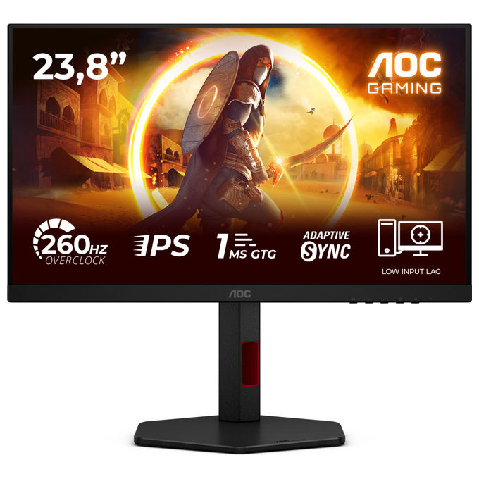 AOC, Monitor gaming 24G4ZR, 23.8'' FHD, 240Hz Rapid IPS, Nero e Rosso