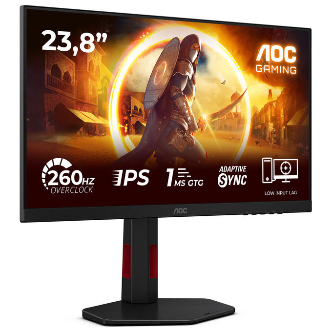 AOC, Monitor gaming 24G4ZR, 23.8'' FHD, 240Hz Rapid IPS, Nero e Rosso