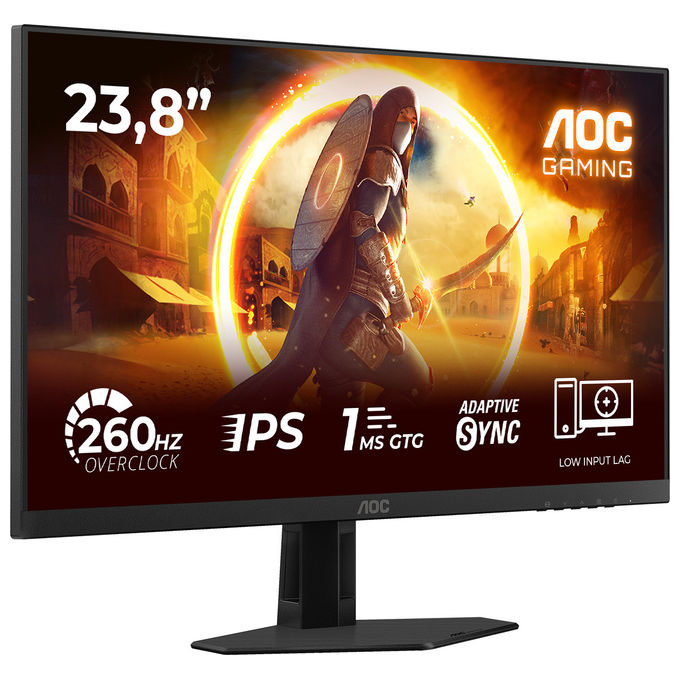 Aoc, Monitor Gaming, 24 pollici, Full HD, 260Hz, 1 ms, G-Sync, Nero-Rosso