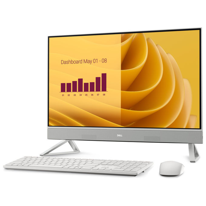 Dell, PC All-in-One, 27 Pollici, Intel Core i5-1334U, 16GB RAM, 512GB SSD, Windows 11 Pro, Bianco Perlato