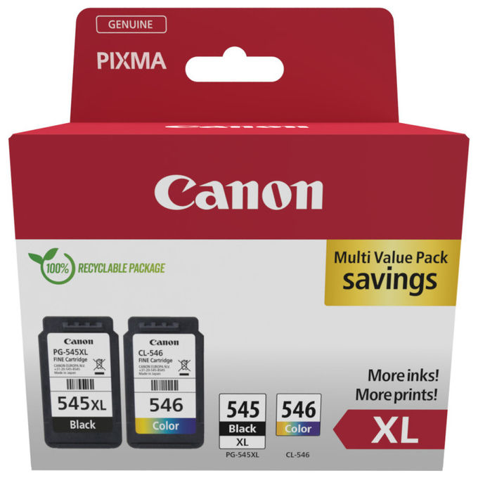 Canon, Cartucce d'Inchiostro, Nero, Ciano, Magenta, Giallo, 2 pz, Originale XL, 8286B012