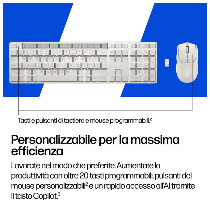 Hp, Combinazione Tastiera e Mouse 495C, Multi-Dispositivo, Dual-Mode, Wireless, Bianco