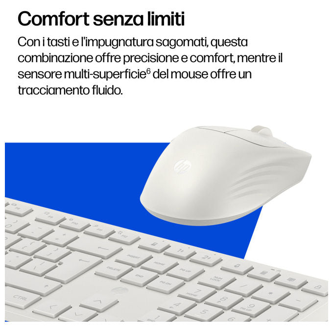 Hp, Combinazione Tastiera e Mouse 495C, Multi-Dispositivo, Dual-Mode, Wireless, Bianco