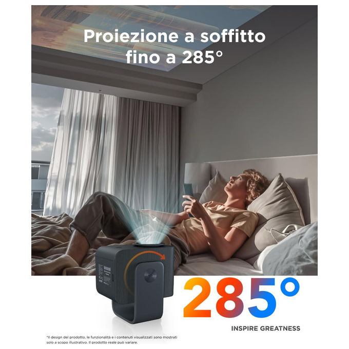 TCL C1 Proiettore Portatile LCD 1080p Full HD Google TV Netflix Wi-Fi Bluetooth Gimbal Autofocus 40 120'' colore Grigio