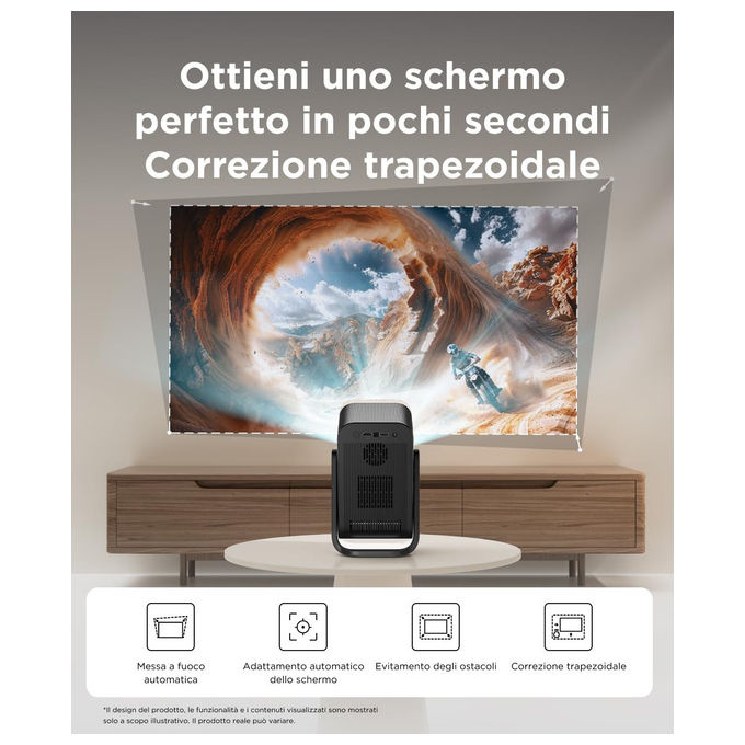 TCL C1 Proiettore Portatile LCD 1080p Full HD Google TV Netflix Wi-Fi Bluetooth Gimbal Autofocus 40 120'' colore Grigio