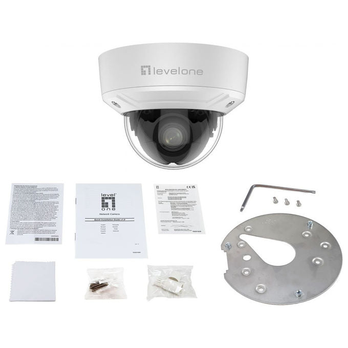 LevelOne, Telecamera IP Dome, Esterno, 2MP, Zoom 4x, H.265, PoE, FCS-3461