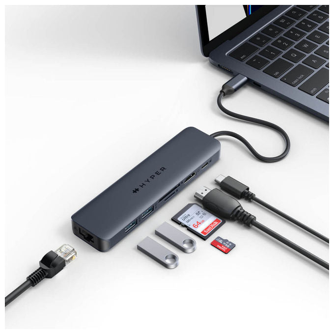 Targus, Hub USB-C, 7 Porte, 4K 60Hz, Alluminio, Blu