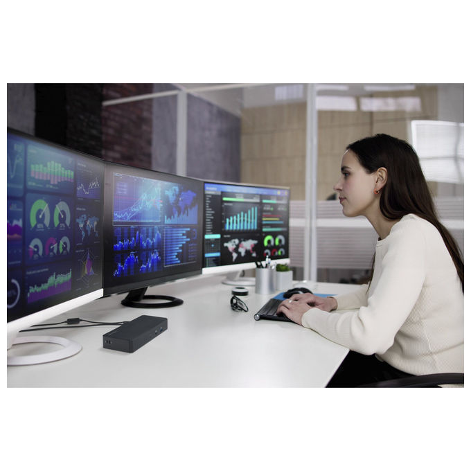 Kensington, Docking Station SD4843P EQ, USB-C 10 Gbps, Triplo Video, Senza Driver