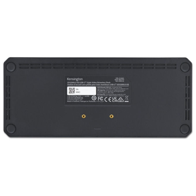 Kensington, Docking Station SD4843P EQ, USB-C 10 Gbps, Triplo Video, Senza Driver