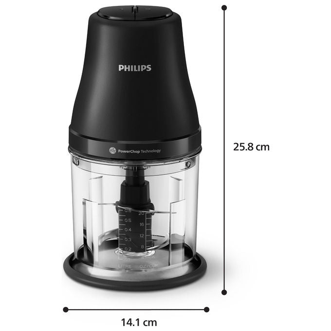 Philips HR1501-00 Serie 3000 Tritatutto 450W ciotola 1 L 4 lame funzione Pulse lavabile in lavastoviglie colore Nero