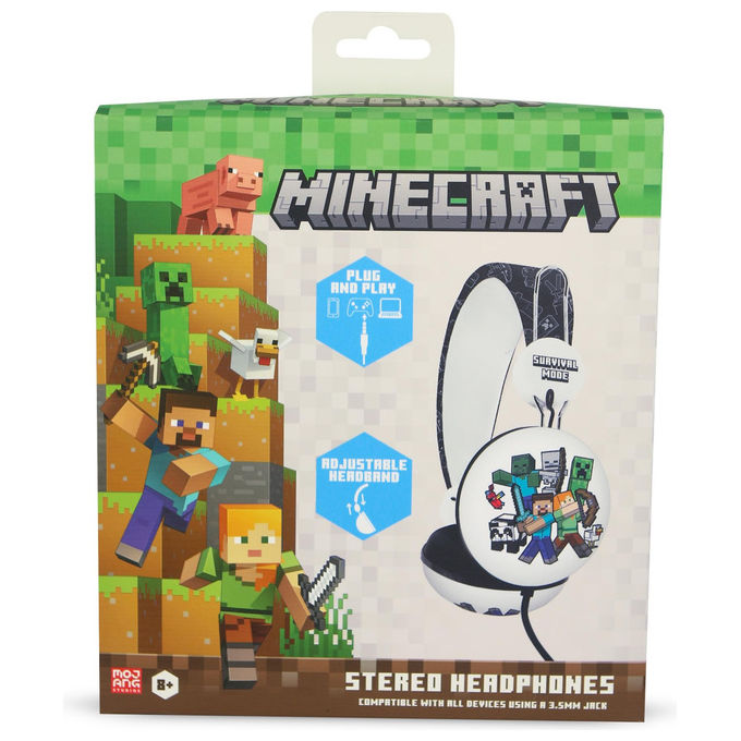 Otl Technologies, Cuffie Gaming Minecraft, Bianco, On Ear, Per Bambini 7+