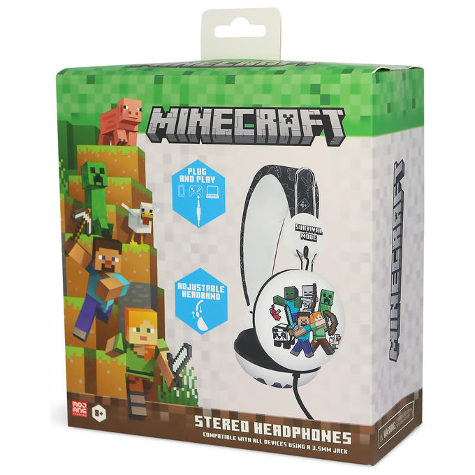 Otl Technologies, Cuffie Gaming Minecraft, Bianco, On Ear, Per Bambini 7+