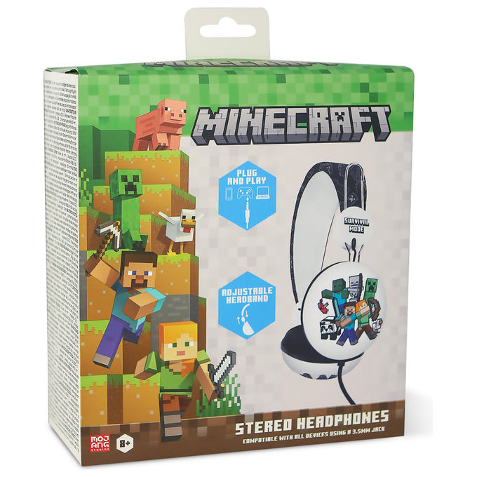 Otl Technologies, Cuffie Gaming Minecraft, Bianco, On Ear, Per Bambini 7+