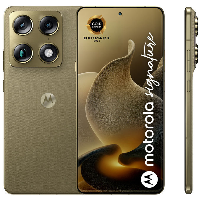 Motorola Signature, Smartphone 5G, 16 GB RAM, 512 GB, Oro Pantone Martini Olive