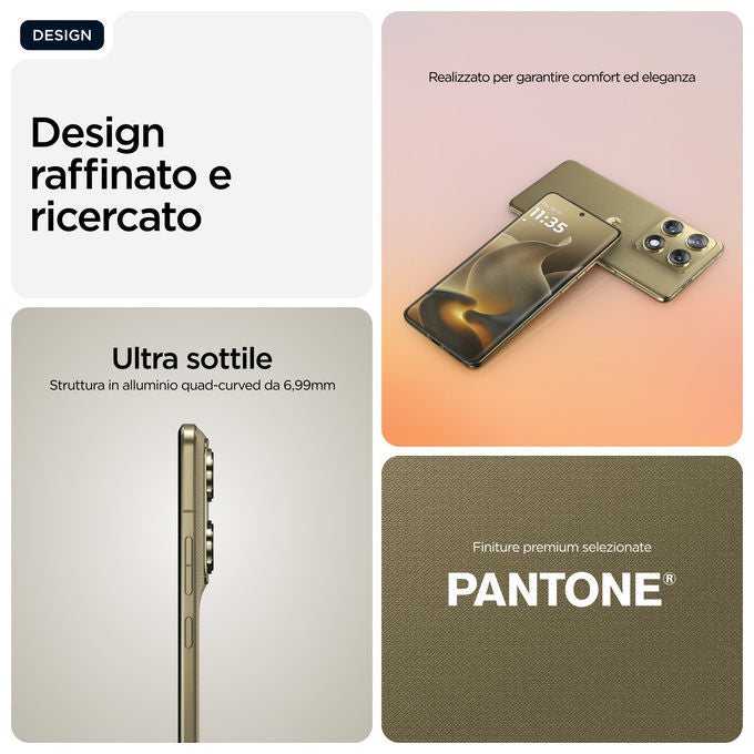 Motorola Signature, Smartphone 5G, 16 GB RAM, 512 GB, Oro Pantone Martini Olive