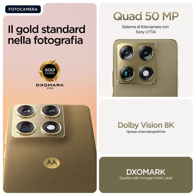 Motorola Signature, Smartphone 5G, 16 GB RAM, 512 GB, Oro Pantone Martini Olive