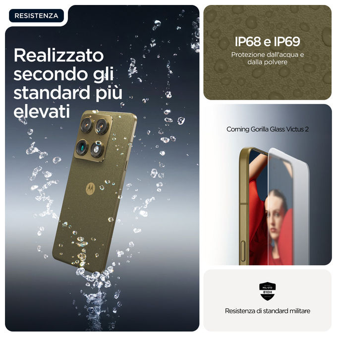 Motorola Signature, Smartphone 5G, 16 GB RAM, 512 GB, Oro Pantone Martini Olive