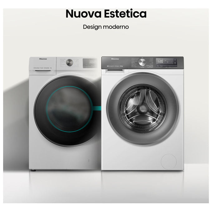 Hisense WD3S9043BW7 Lavasciuga Frontale 9-6 Kg 1400 rpm Classe A Inverter WiFi Vapore (85x60x55 cm) colore Bianco