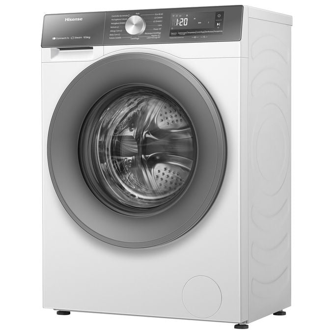 Hisense WD3S9043BW7 Lavasciuga Frontale 9-6 Kg 1400 rpm Classe A Inverter WiFi Vapore (85x60x55 cm) colore Bianco