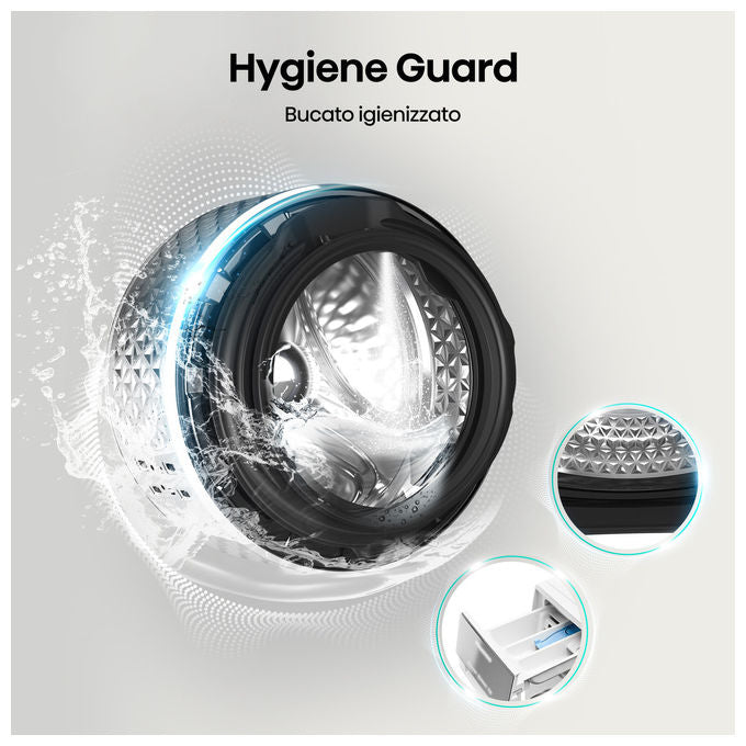 Hisense WD3S9043BW7 Lavasciuga Frontale 9-6 Kg 1400 rpm Classe A Inverter WiFi Vapore (85x60x55 cm) colore Bianco
