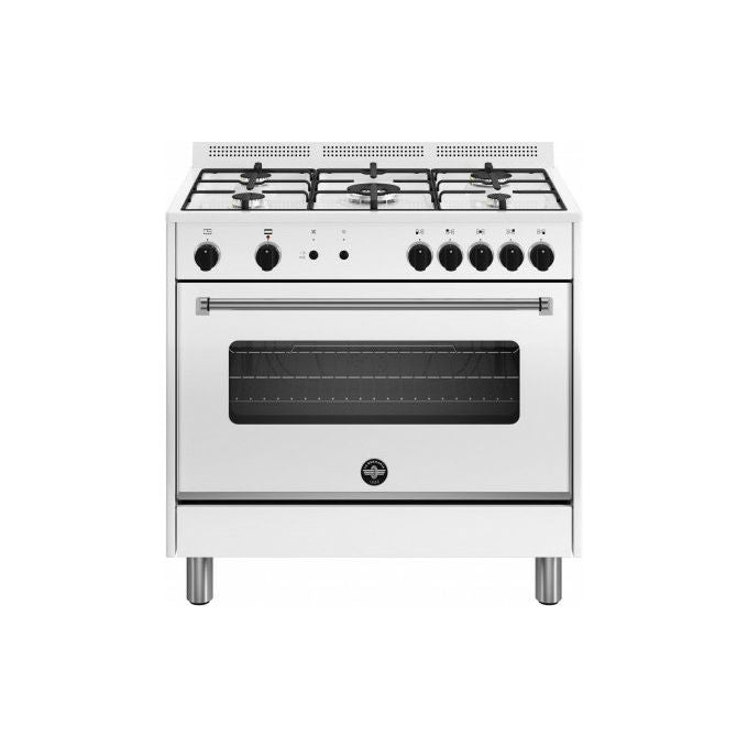 Bertazzoni La Germania AMN965GBV24 Americana Cucina a Gas 90 cm 5 Fuochi Forno Ventilato a Gas 115 L Classe A+ colore Bianco
