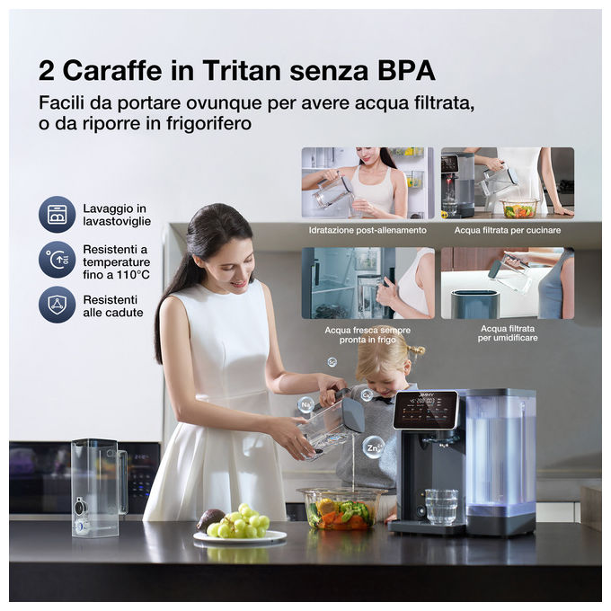 Jimmy, Purificatore Acqua Osmosi Inversa R9, Banco e Portatile, Acqua Calda Istantanea, Filtrazione 7 Stadi