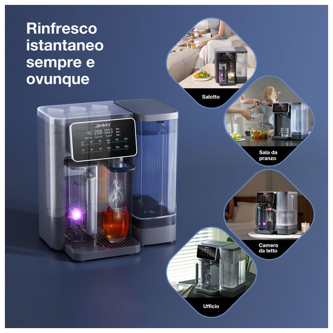 Jimmy, Purificatore Acqua Osmosi Inversa R9, Banco e Portatile, Acqua Calda Istantanea, Filtrazione 7 Stadi
