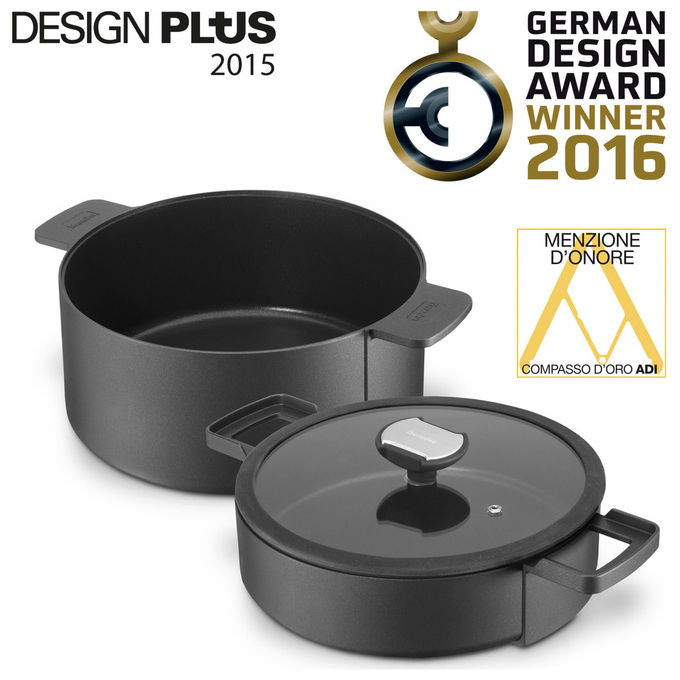 Berndes, Set Pentole B.Double, 3 Pezzi, Alluminio Pressofuso, Antiaderente, Nero, 24 cm
