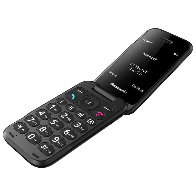 Panasonic, Telefono Cellulare a Conchiglia 4G, Display 2.8'', USB-C, Bluetooth, Fotocamera, Nero