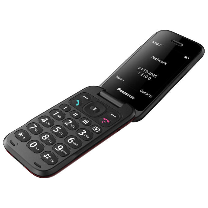 Panasonic KX-TF600EXR Telefono Cellulare a Conchiglia 4G VoLTE Display 2,8'' Bluetooth USB-C IP44 colore Rosso