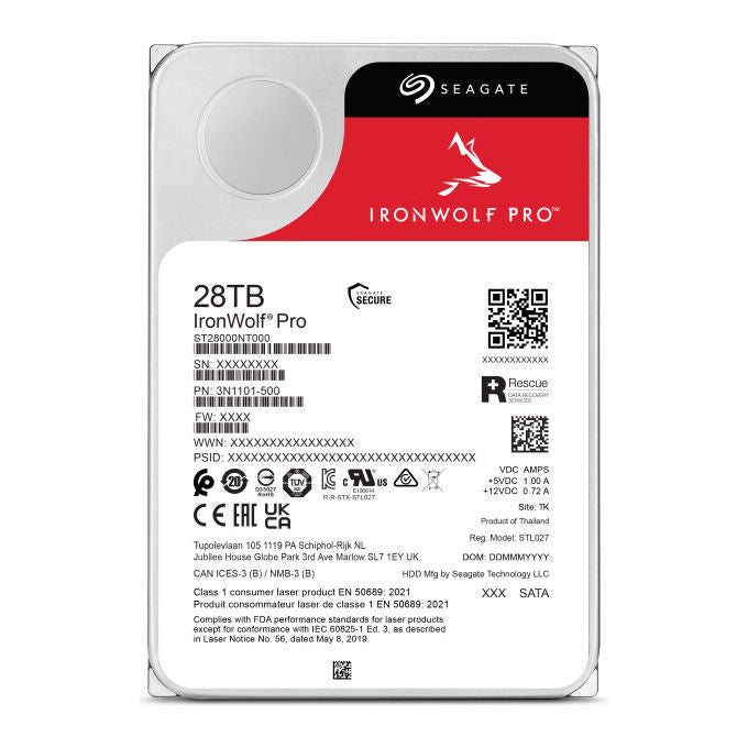 Seagate, IronWolf Pro, HDD NAS, 28 TB, 7200 Giri-min, 3.5'', SATA III