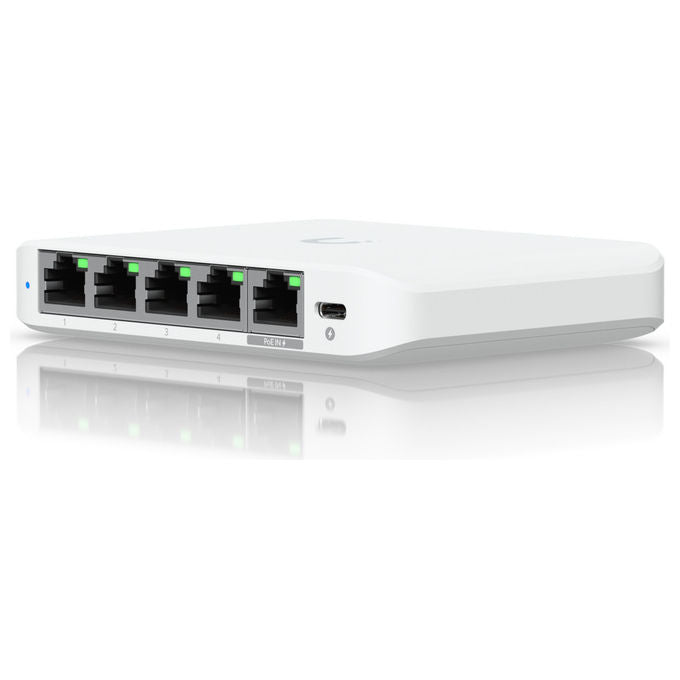 Ubiquiti, Switch di rete 5 porte, 2.5G Ethernet, PoE, Desktop, Bianco