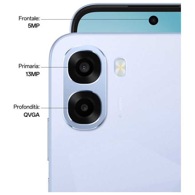 Oppo, Smartphone A6k AI, Doppia Fotocamera 13MP, Display 6.75'' 256GB, Crystal Blue