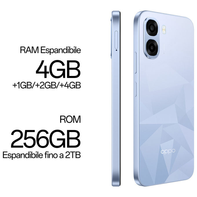 Oppo, Smartphone A6k AI, Doppia Fotocamera 13MP, Display 6.75'' 256GB, Crystal Blue
