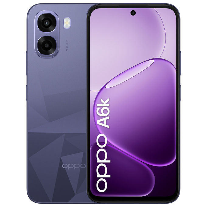 Oppo A6k, Smartphone, Doppia Fotocamera 13MP, Display 6.75'' 120Hz, 4GB RAM, 256GB, Nero