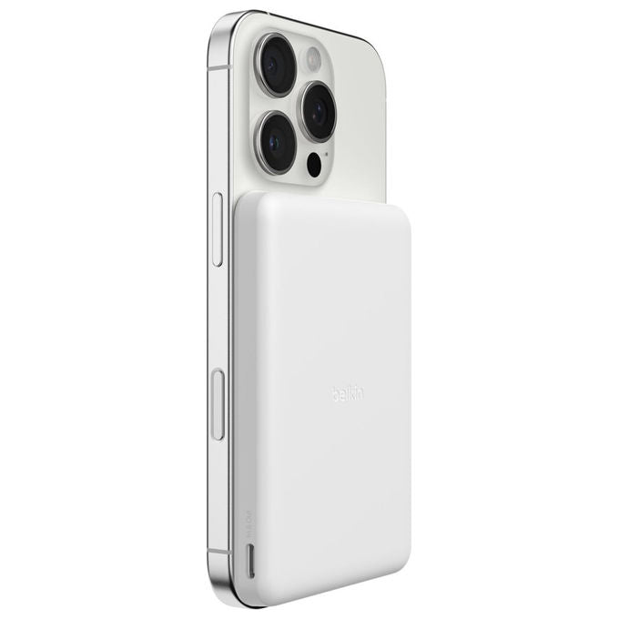 Belkin, Power Bank Magnetica 5000mAh, Ricarica Wireless, 7.5W, Bianco