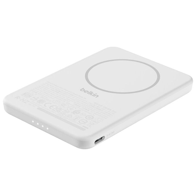 Belkin, Power Bank Magnetica 5000mAh, Ricarica Wireless, 7.5W, Bianco