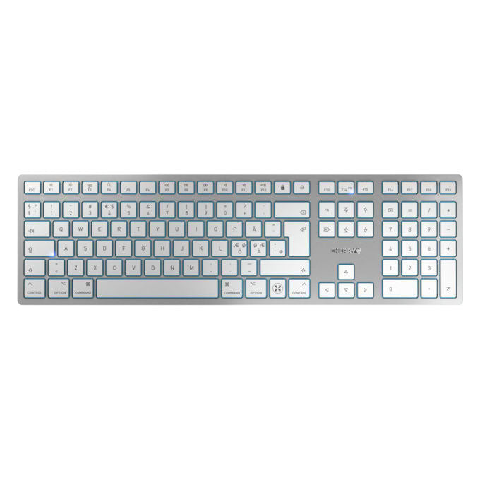 Cherry, Tastiera Wireless Slim per Mac, QWERTY Inglese, Argento, Bluetooth, USB
