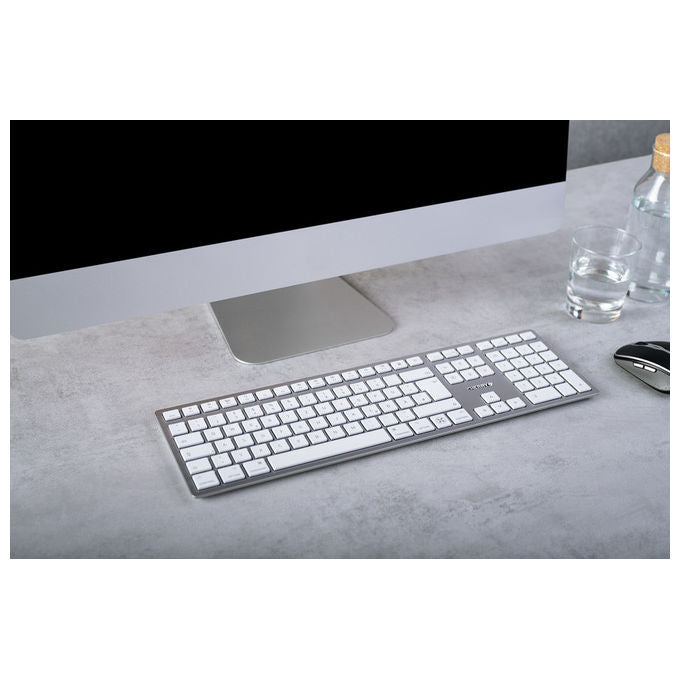 Cherry, Tastiera Wireless Slim per Mac, QWERTY Inglese, Argento, Bluetooth, USB