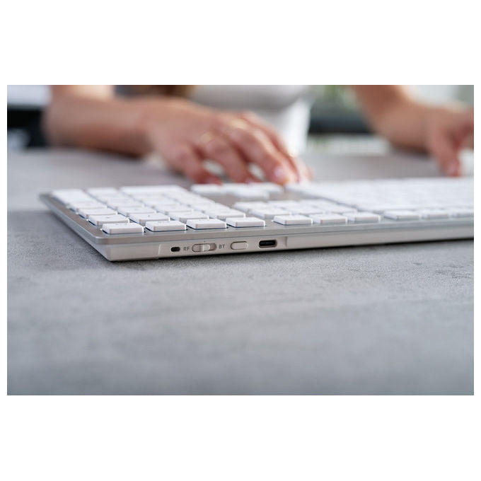 Cherry, Tastiera Wireless Slim per Mac, QWERTY Inglese, Argento, Bluetooth, USB
