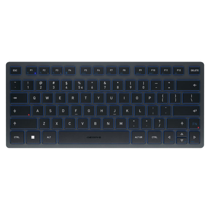 Cherry, Tastiera Mini Bluetooth, QWERTY US Internazionale, Wireless, Blu