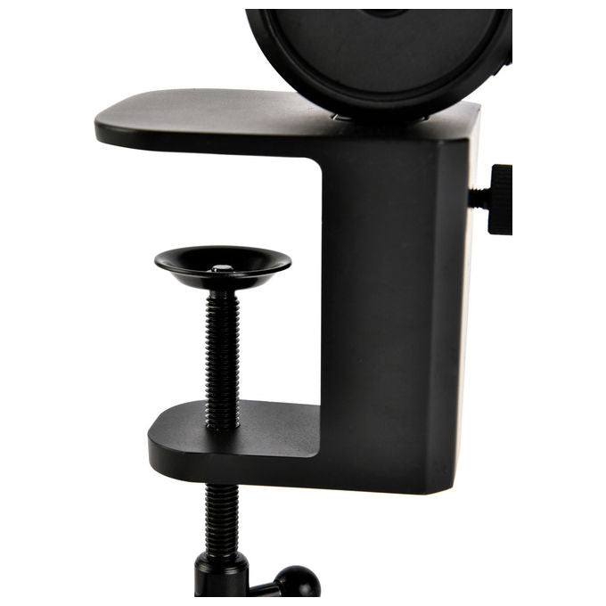 Cherry, Supporto da Tavolo, Braccio Microfono Universale con Hub USB, Nero, Alluminio