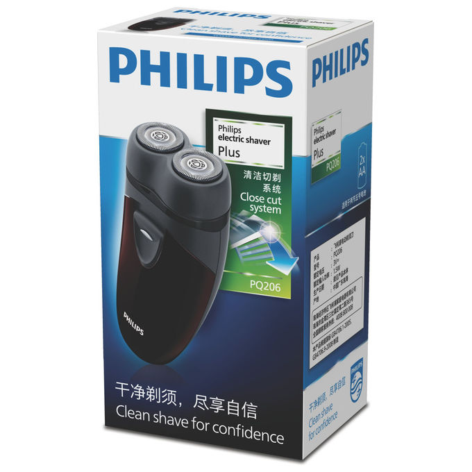 Philips PQ206-18 Rasoio elettrico Rotativo CloseCut 2 testine flottanti autonomia 60 min colore Nero