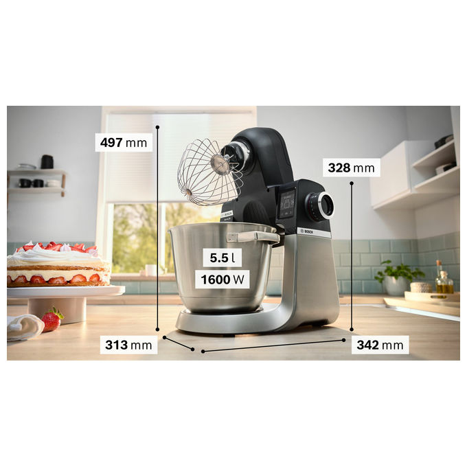 Bosch MUMS6ZS34 Serie 6 Impastatrice Planetaria 1600 W Ciotola 5.5 L 7 Velocita' colore Nero Inox