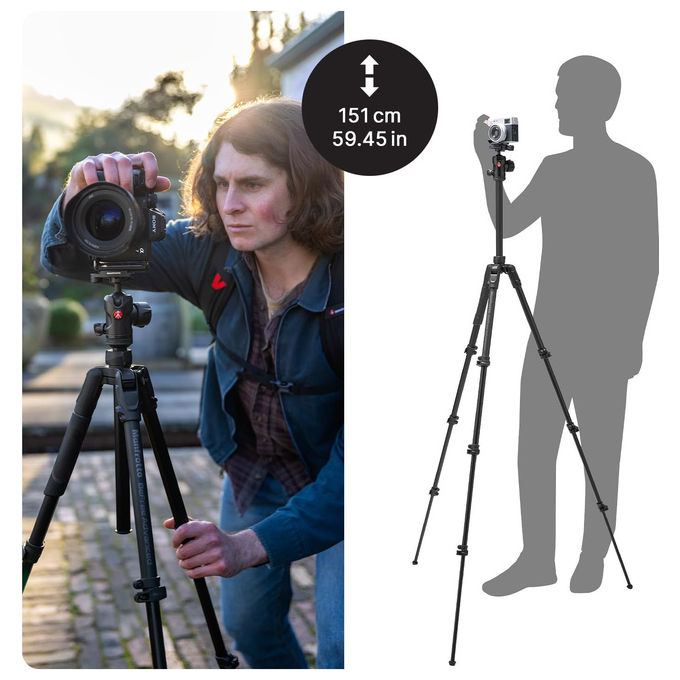 Manfrotto Befree Advanced AS, Treppiede, Con Chiusura a Leva, Compatibile Arca-Swiss, Kit Alluminio per Fotocamere DSLR
