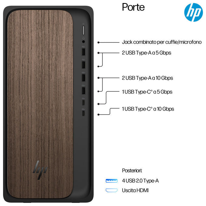 Hp, Omnidesk Desktop AI, Intel Core Ultra 5 225, 16 GB DDR5-SDRAM, Windows 11 Home, Tower